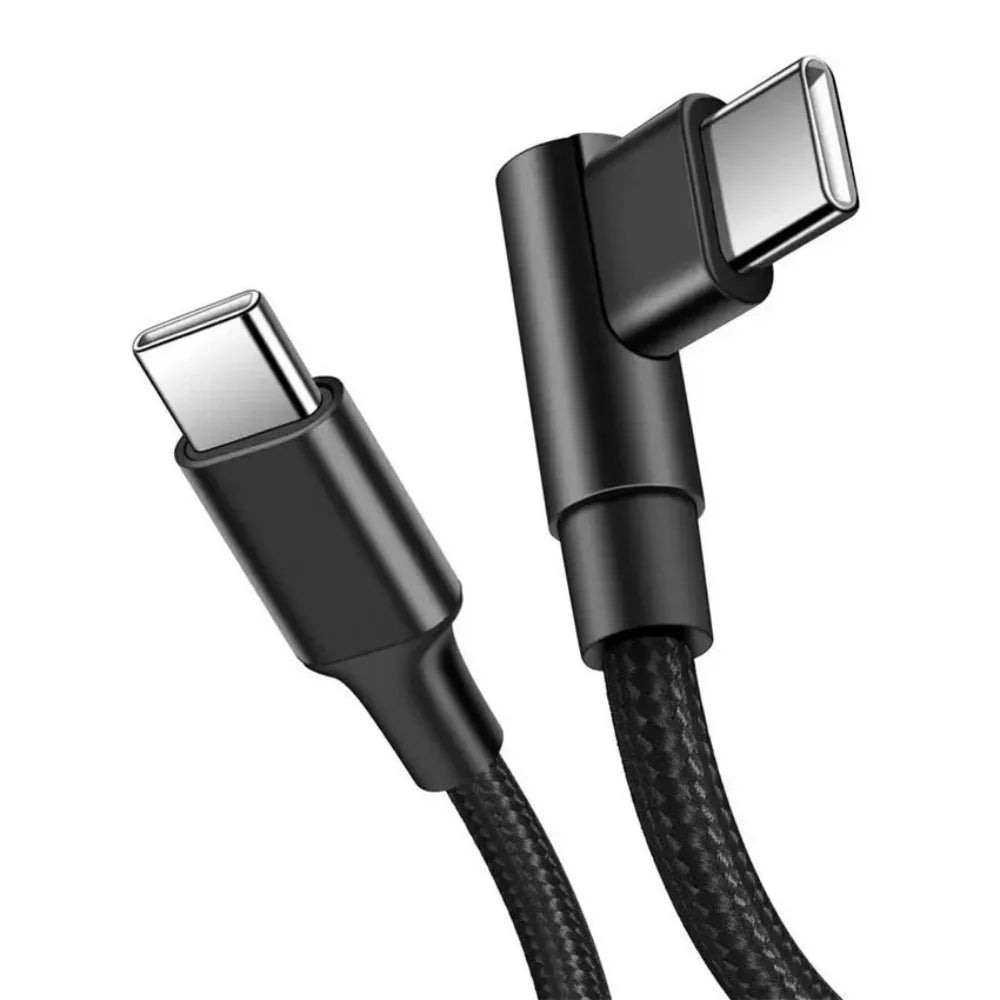 60W Dual Type C Elbow Cable USB C Fast Charging Cable Phone Charging Data Cord 0.3M/1M/2M PD Data Line for Xiaomi Samsung iPhone Qme