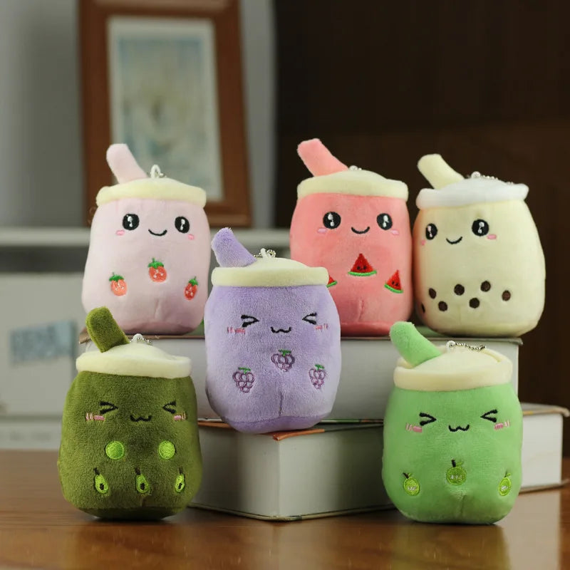 Boba Milk Tea Cup Plush Pillow Imitation Fruit Stuffed Toy Creative Qme