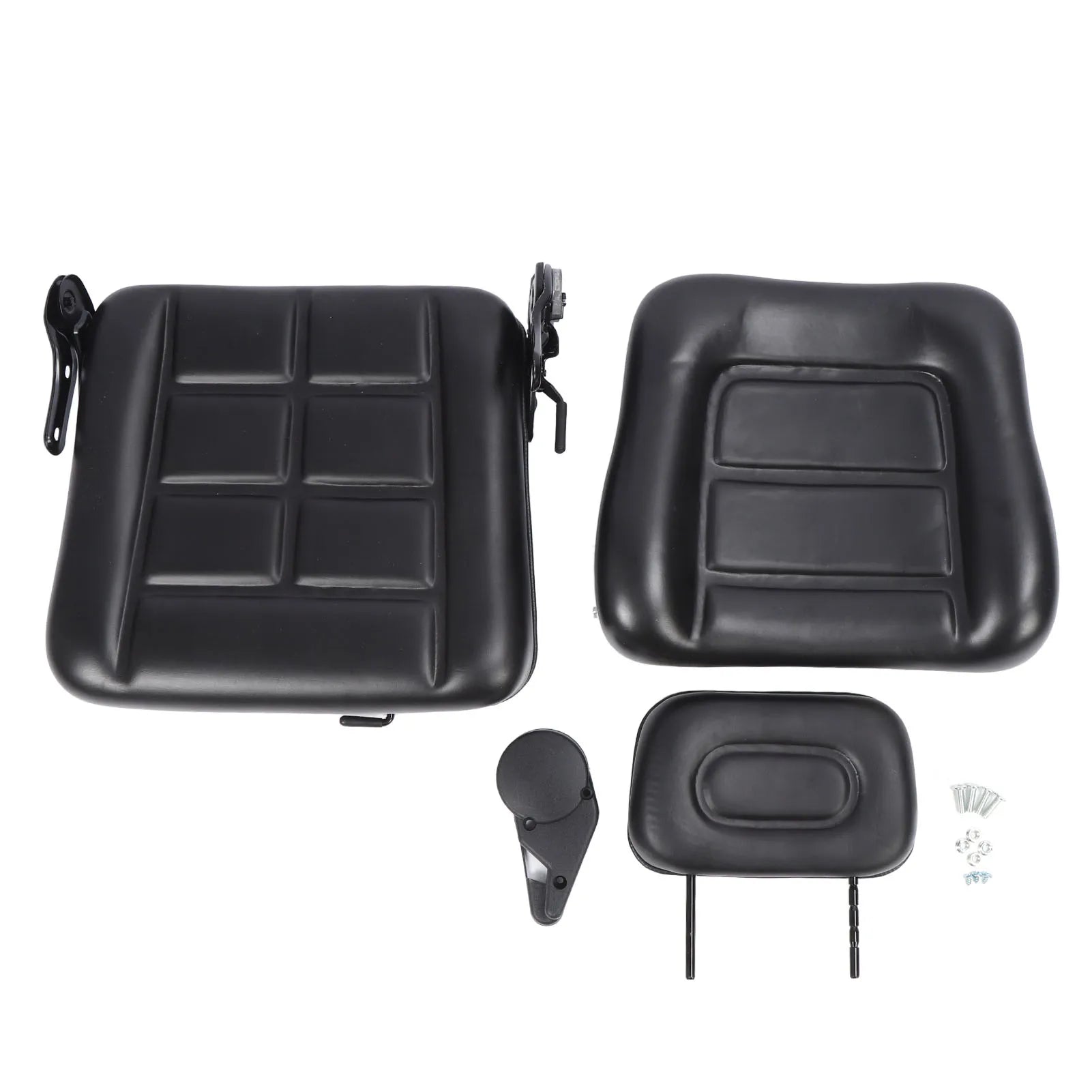 Forklift Seat Black Wear Resistant Lawn Mower Seat Ergonomic with Adjustment and Slide Rail for Excavator Loader Tractor Mower Qme Without armrest