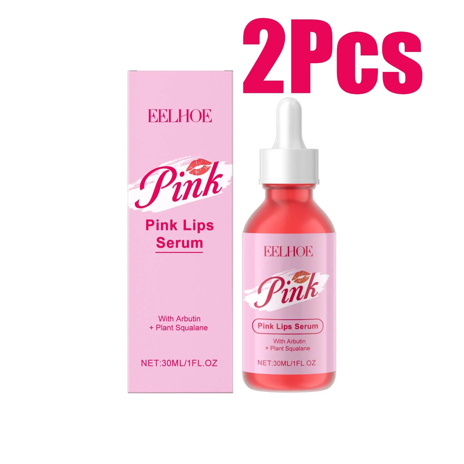 Pink Lip Serum Lip Plumping Essential Oil Lightening Dark Lip Remove Dead Skin Lip Lines Brighten Moisturizer Lip Balm Essence Qme 60ml Boxed