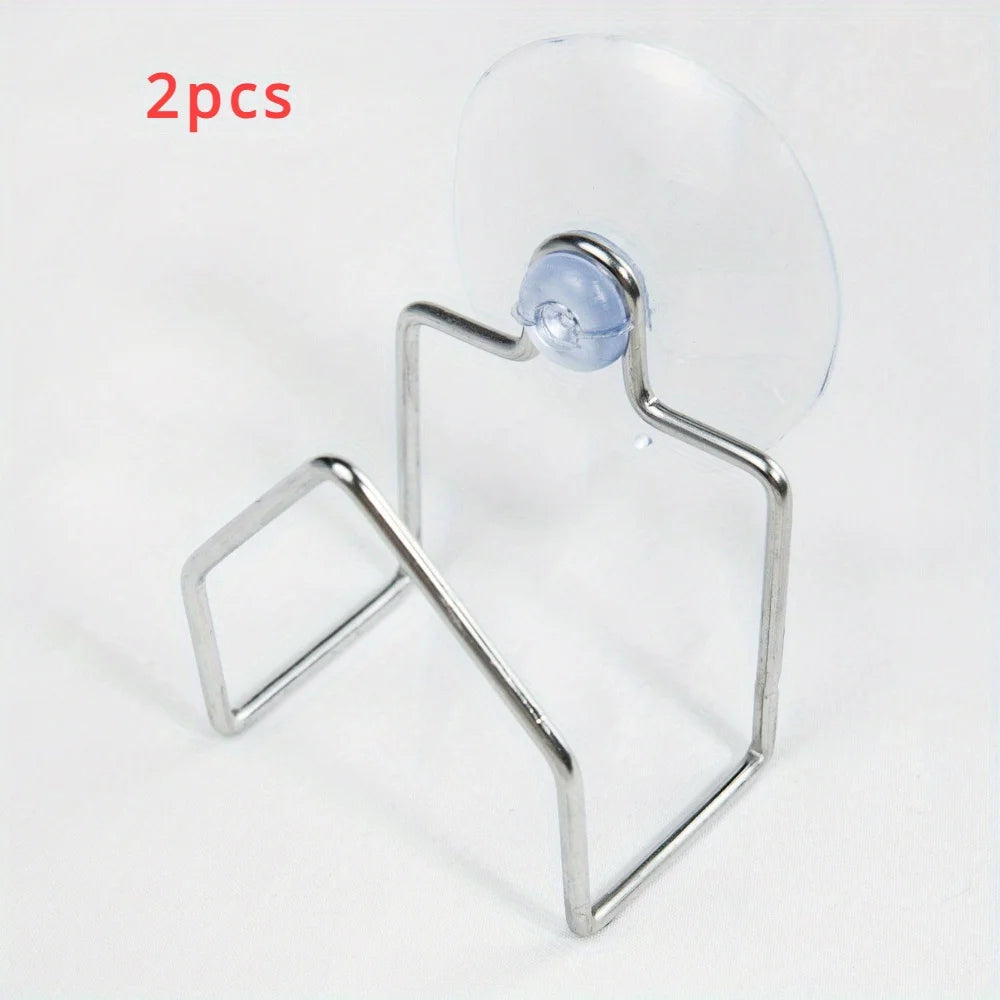 1pc Portable Suction Cup Stainless Steel Drain Rack, Cleaning Cloth Storage Shelf, Dish Drainer, Sponge Holder, Sink Rack Qme Silvery