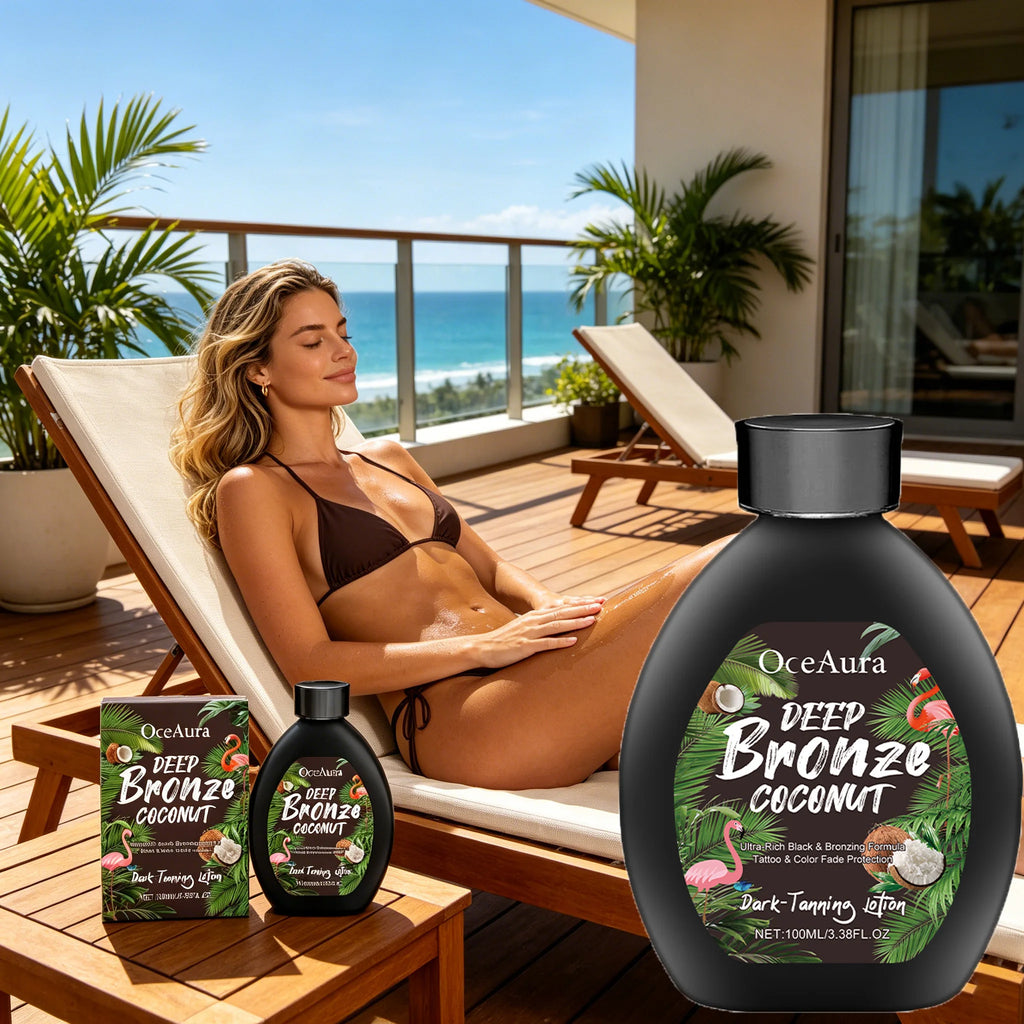 Coconut Oil Dark Tanning Lotion Moisturizing Accelerator for Deep Bronze Glow Tanning Cream for Tanning Bed & Outdoor Use Qme