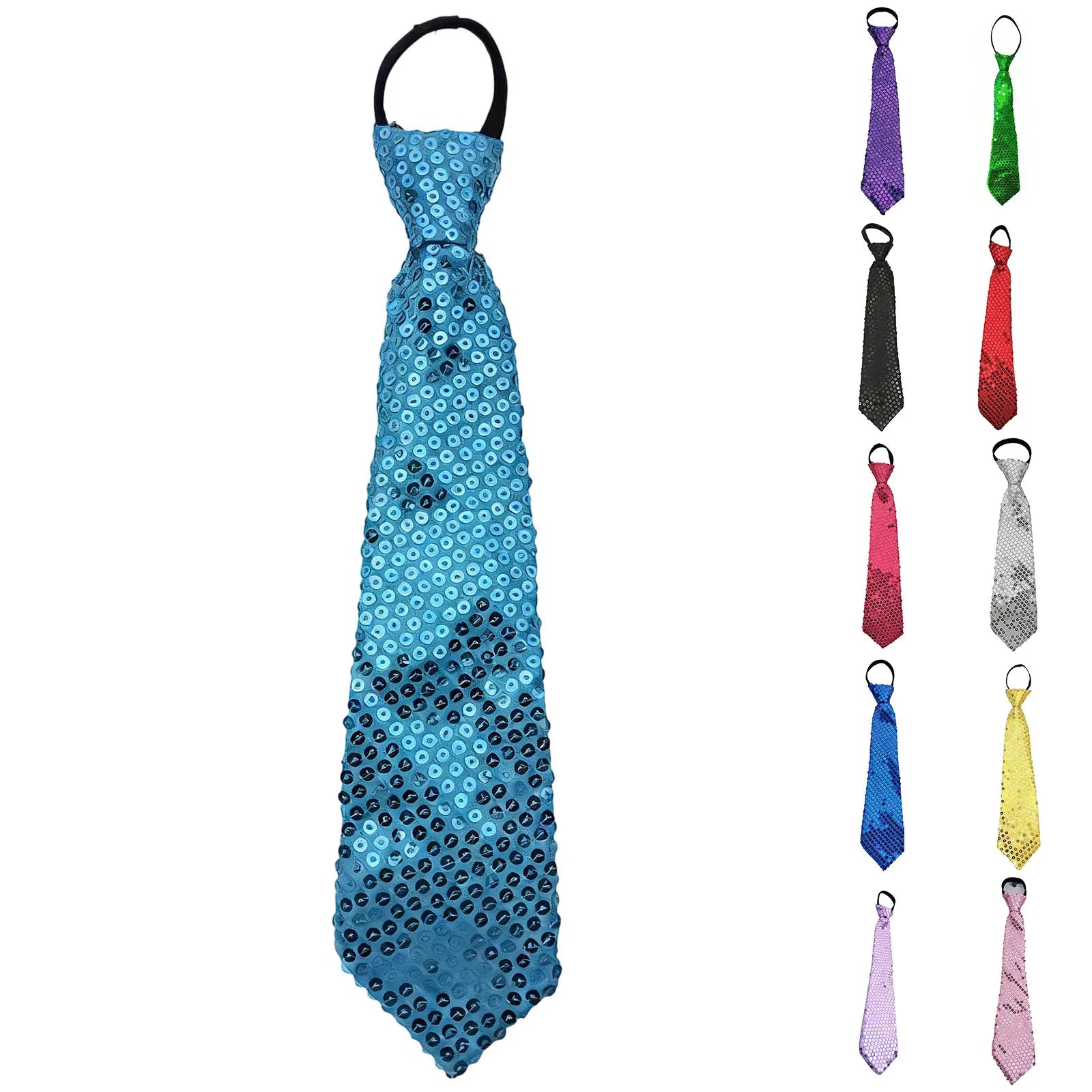 Shiny Sequins Neck Ties Men Women Stage Glitter Performance Prom Paillette Accessories Fashion Party Adjustable Necktie Qme