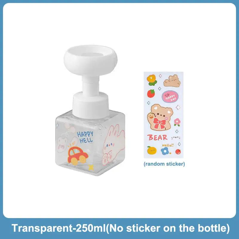 250 Flower-shaped Foam Pump Dispenser Square Plastic Bottle Hand Soap Qme 250ml Transparent