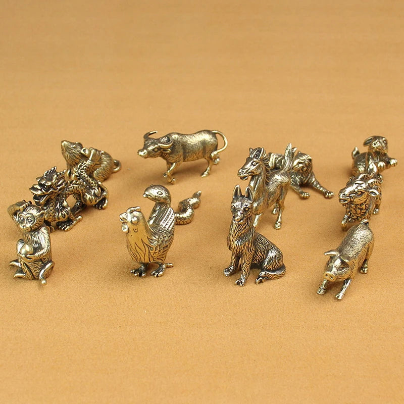 Antique Miniature Animal Ornaments Figurines Vintage Brass Mini Qme