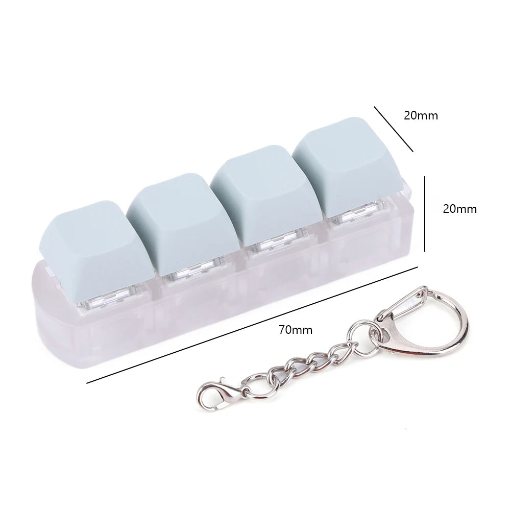 Keyboard Key Toy 4 Keys Button Keycap Fidget Keychain Keyboard Clicker Toy Keyboard Cube Toy for Adult Gifts To Relief Pass Time Qme