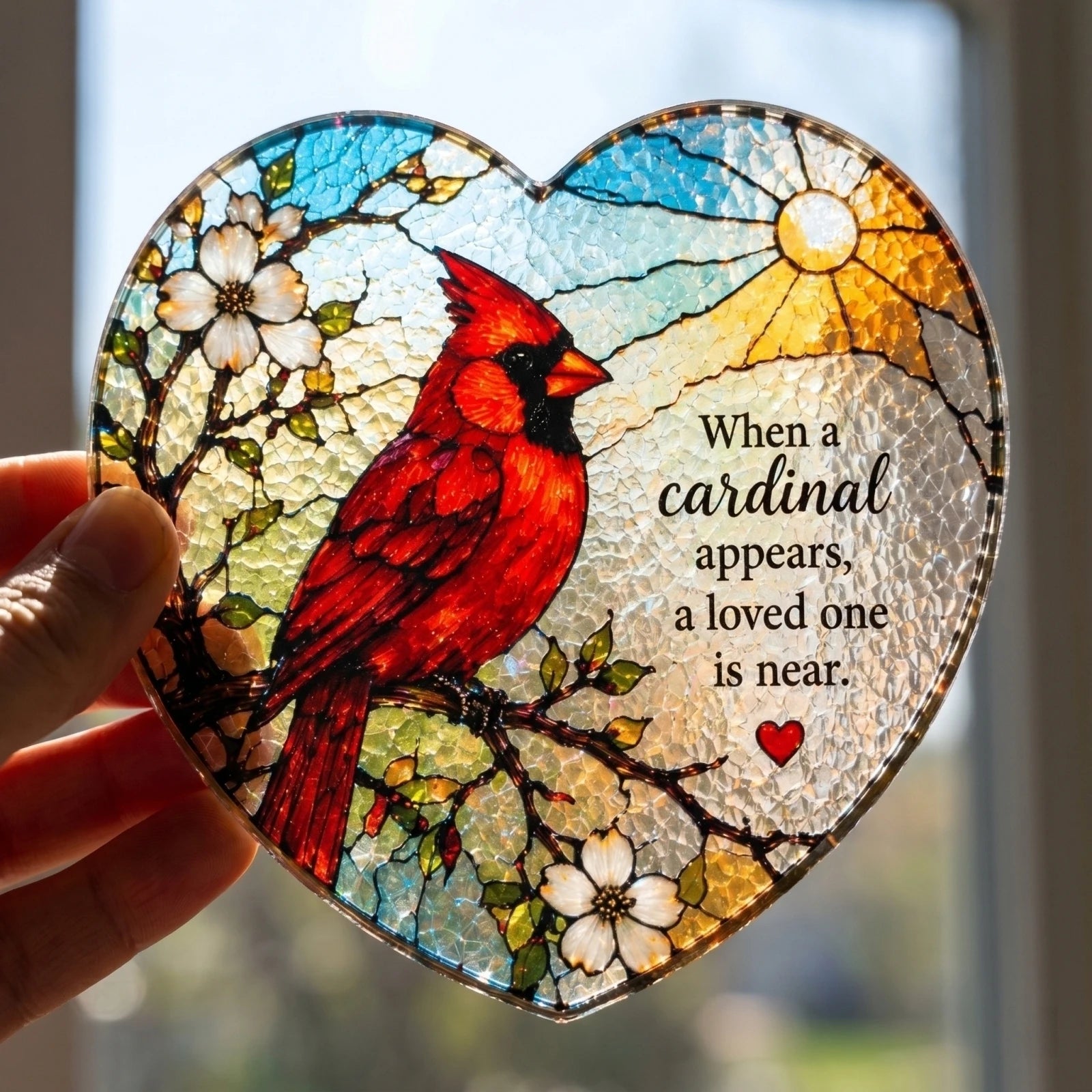 2D Acrylic Stained Glass Suncatcher Pendant Door Window Hanging Decoration with Sympathy Quote Holiday Party Gift Qme