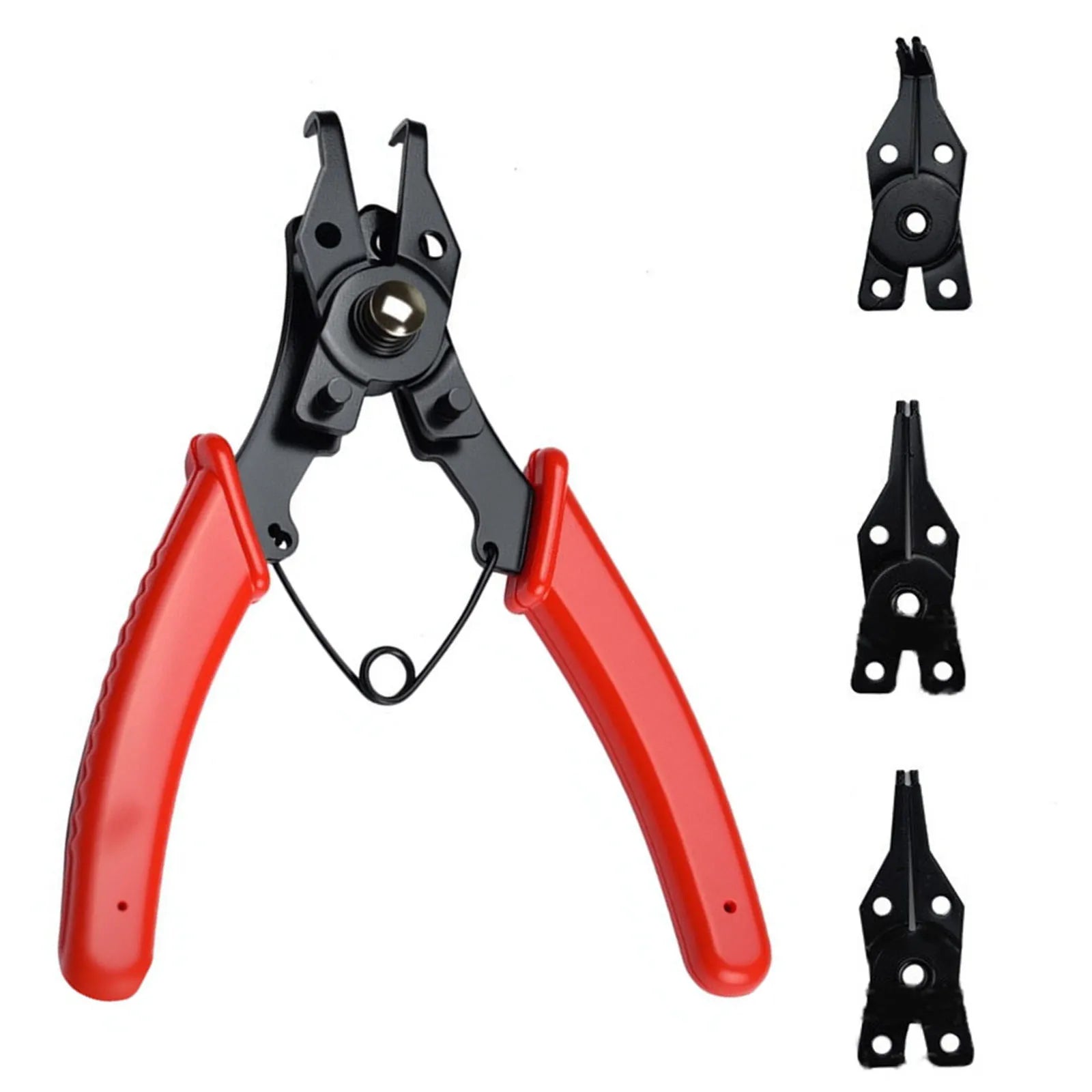 4 In 1 Convertible Internal External Retaining Ring Plier Anti-Slip C Clip Circlip Lock Ring Removal Tool For Automotive Repair Qme Red
