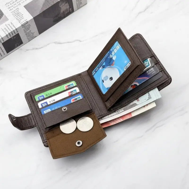 Men Wallets Leather Zipper Purse Man Slim Card Horders Male Short Qme