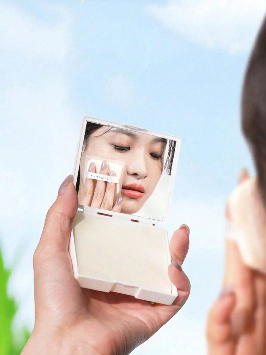 100 Sheets Bamboo Charcoal Oil Control Film Powder Puff Mirror Qme