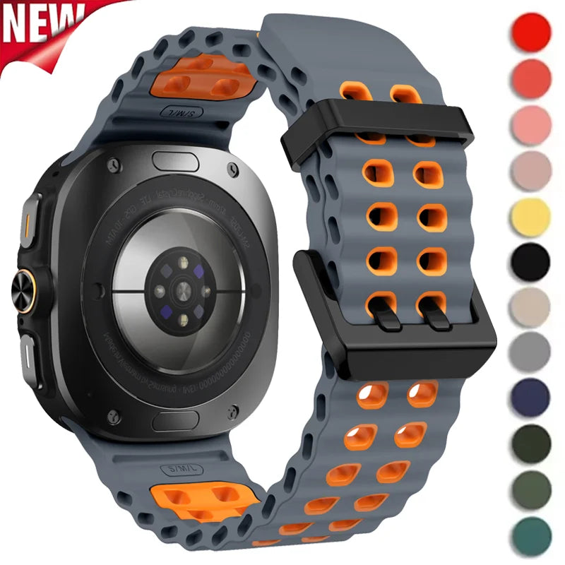 Two-Tone Sports Silicone Strap For Samsung Galaxy Watch Ultra Marine Band Bracelet For GalaxyWatch Ultra 47mm Watchband Qme