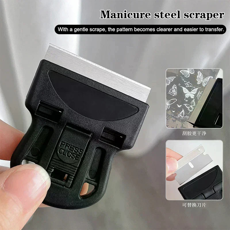 Nail Art Scraper French Manicure Stamp Tools Removable Cleaning Qme