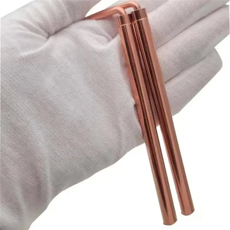A02F-For Psychic Divination& Metal Detection- Copper Dowsing Rod Set For Finding Water& Minerals Qme