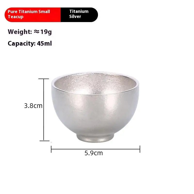 Pure Titanium Small Tea Cup Coffee Outdoor Portable Camping Tableware Qme 3 Silver