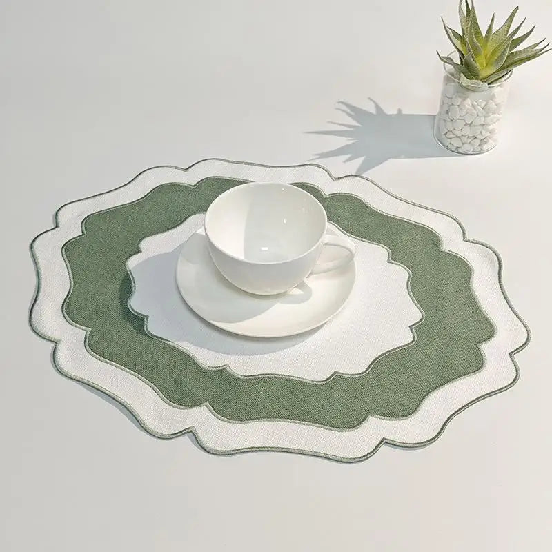 Textured Scalloped Linen Placemat Machine Washable Wrinkle Free Dining Table Mat For Home Farmhouse Use Qme A3 1