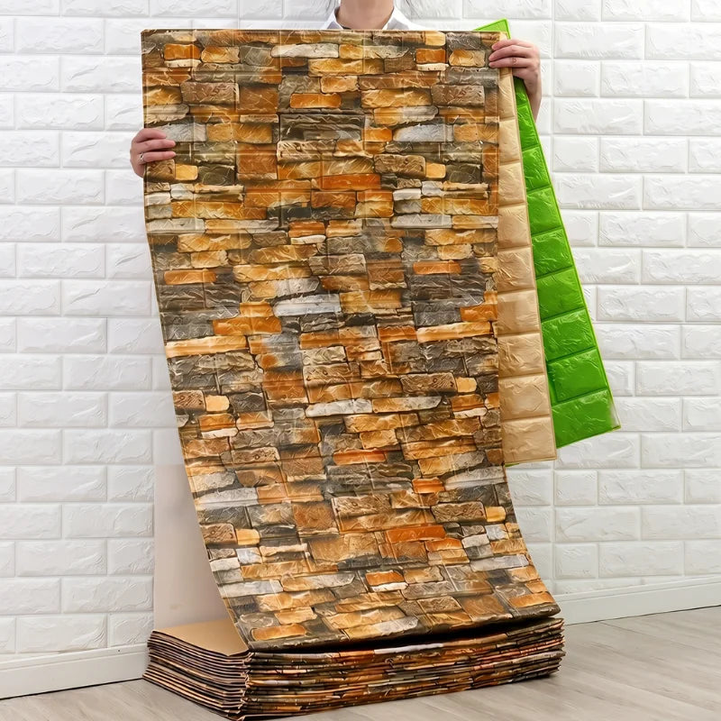 Antique Brick Textured Wall Covering 77cmx70cm 1- Water Proof Self Qme