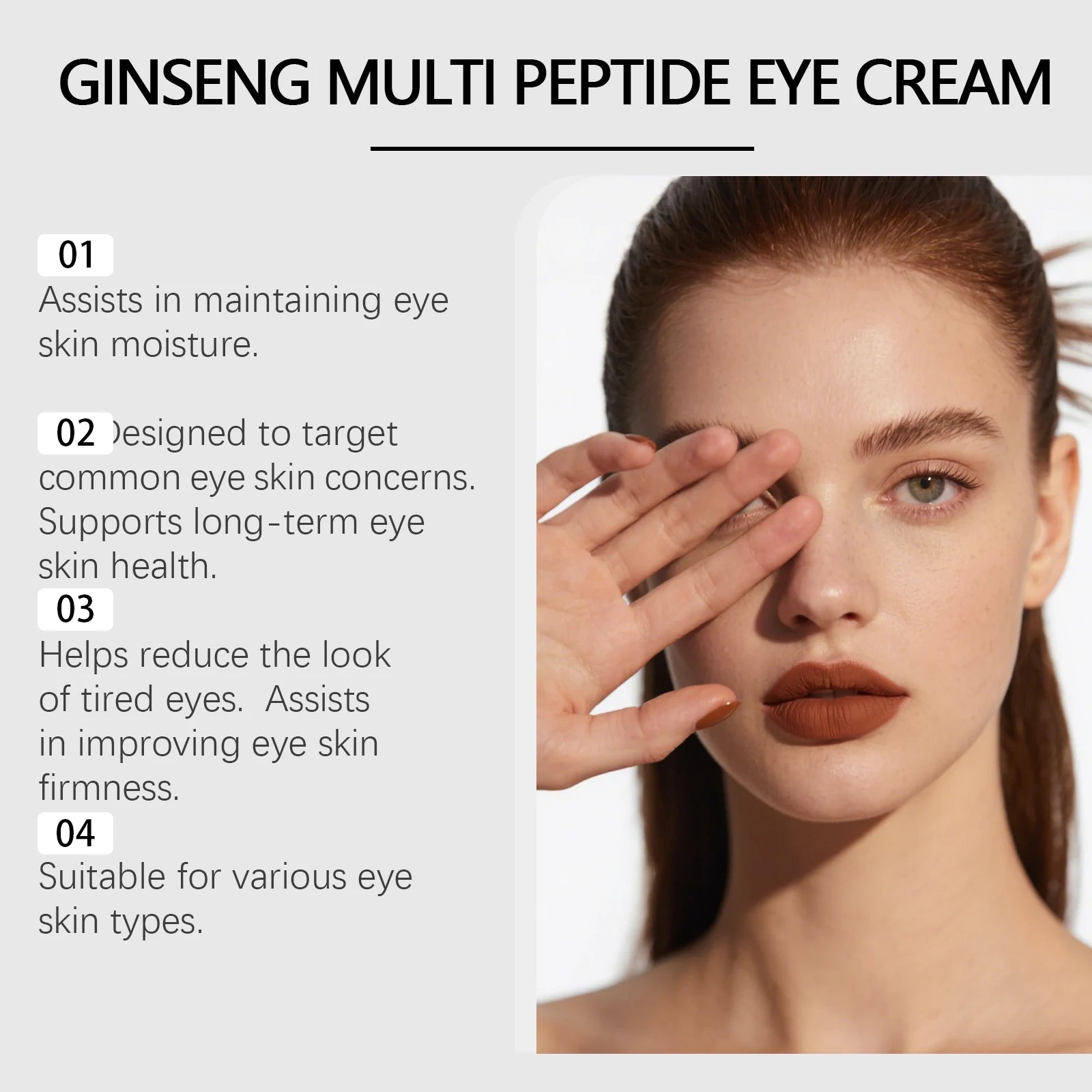 Ginseng Polypeptide Roller Eye Cream Anti-Aging Under Eye Treatment Reduce Wrinkles & Dark Circles Firming Brightening Eye Cream Qme