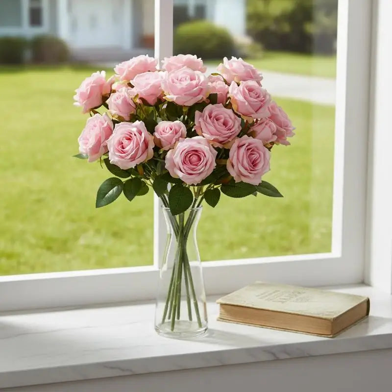Artificial Silk Rose Bouquet - Add Timeless Beauty to Your Wedding, Home or Holiday Decor with These Lifelike Fake Roses Qme