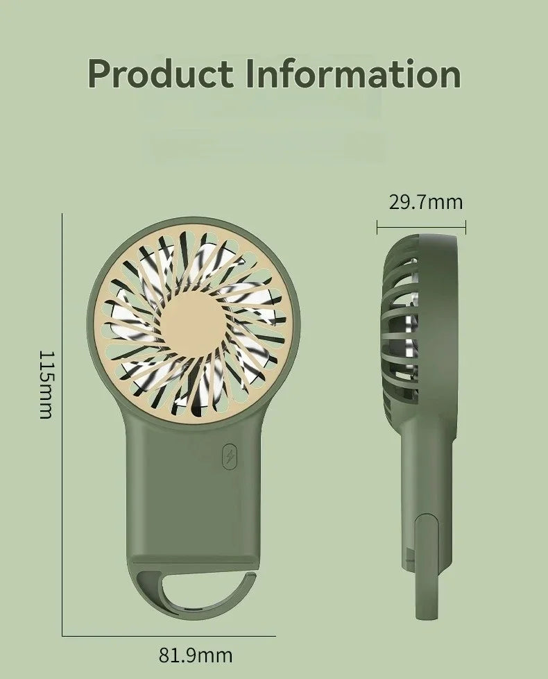 New Handheld Desktop USB Rechargeable Mini Fan Cartoon Design USB Rechargeable with Hook for Mountaineering Outdoor Home Office Qme