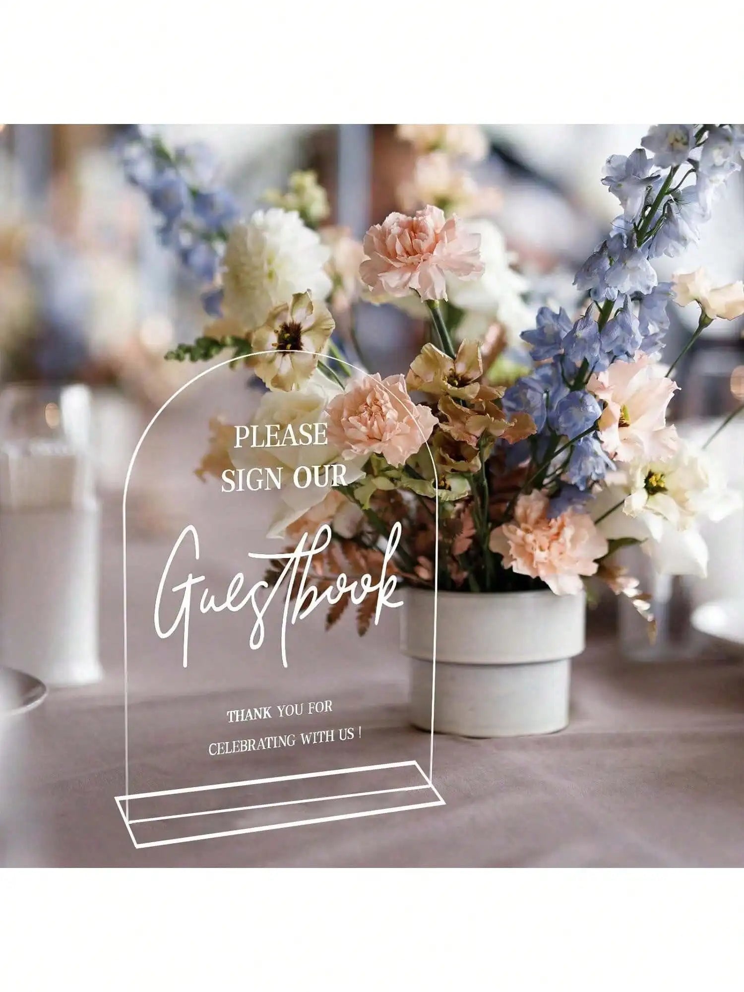 Clear Acrylic Wedding Signs Ceremony Reception 5x7 Inch Modern Guest Qme