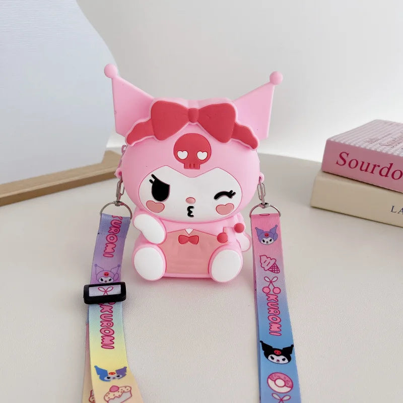 Hello Kitty Kuromi Coin Purse Cute Cartoon Student-Style Instagram-Inspired Fashion Bag Melody Silicone Crossbody Bag Qme 17