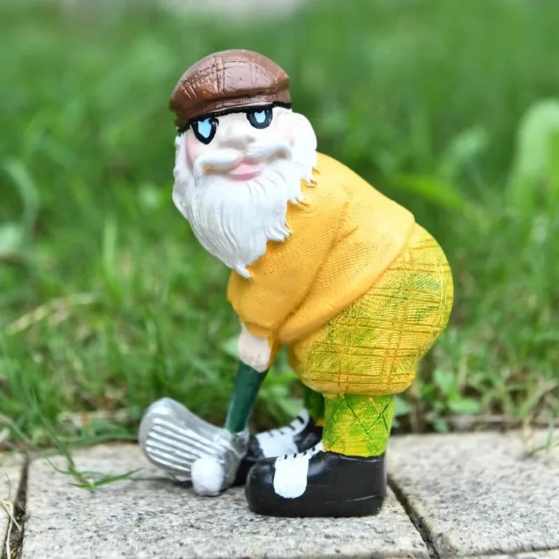 Dwarf Garden Statue Golf Elderly Resin Ornament Outdoor Decor Lawn Qme