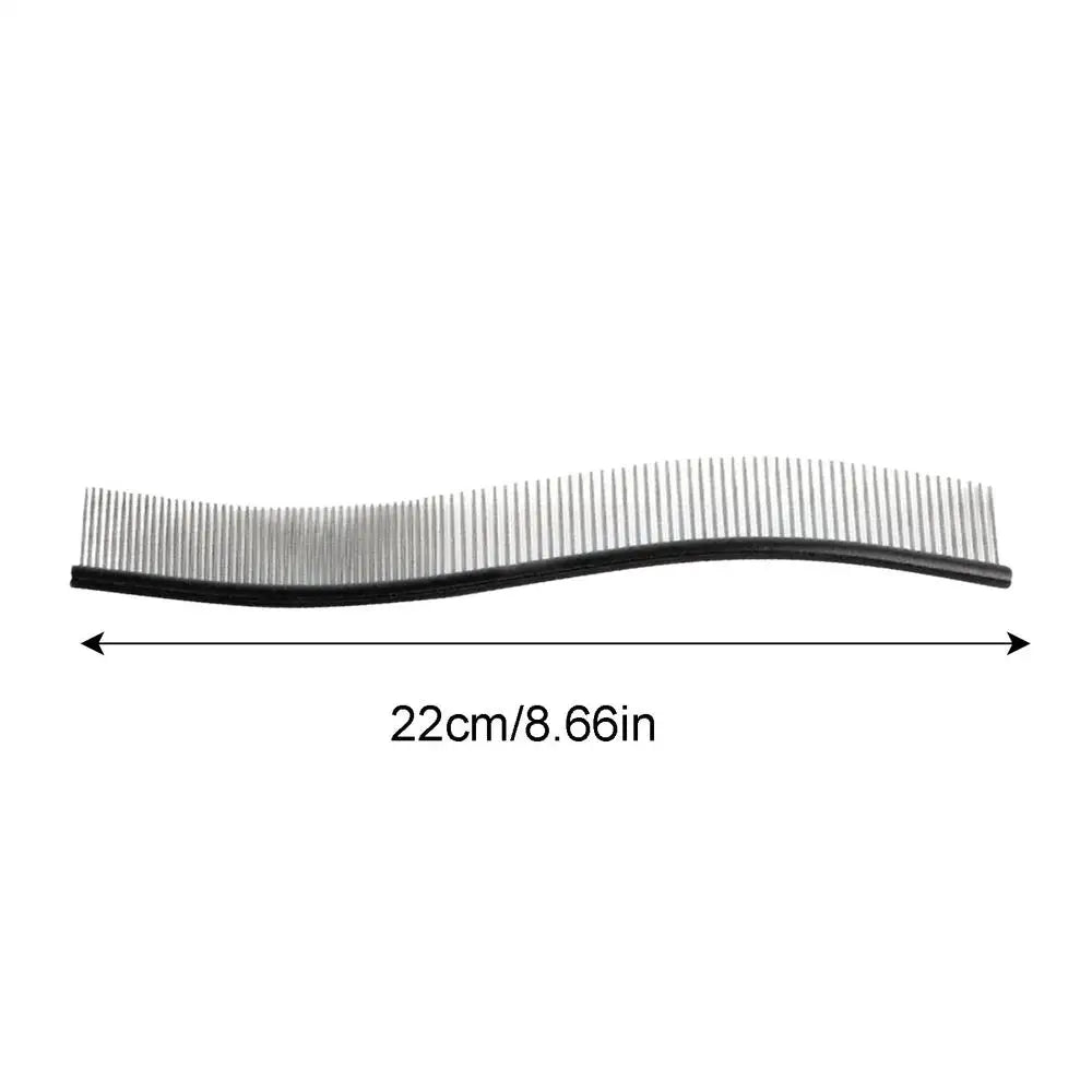 Dog Comb Pet Grooming Hair Removal Curved Comb Pet Comb Metal Teeth Comb for Dogs & Cats Pet Hair Comb for Home Grooming Removes Qme Black CN