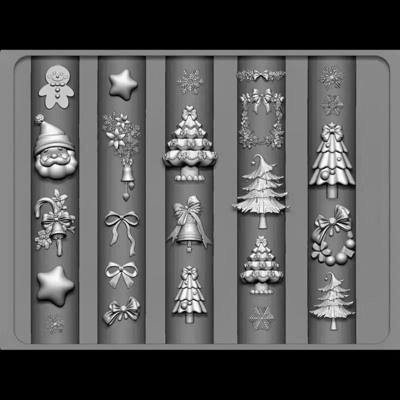 3D Silicone Nail Mold Snowman Gingerbread Man Transparent Template Qme