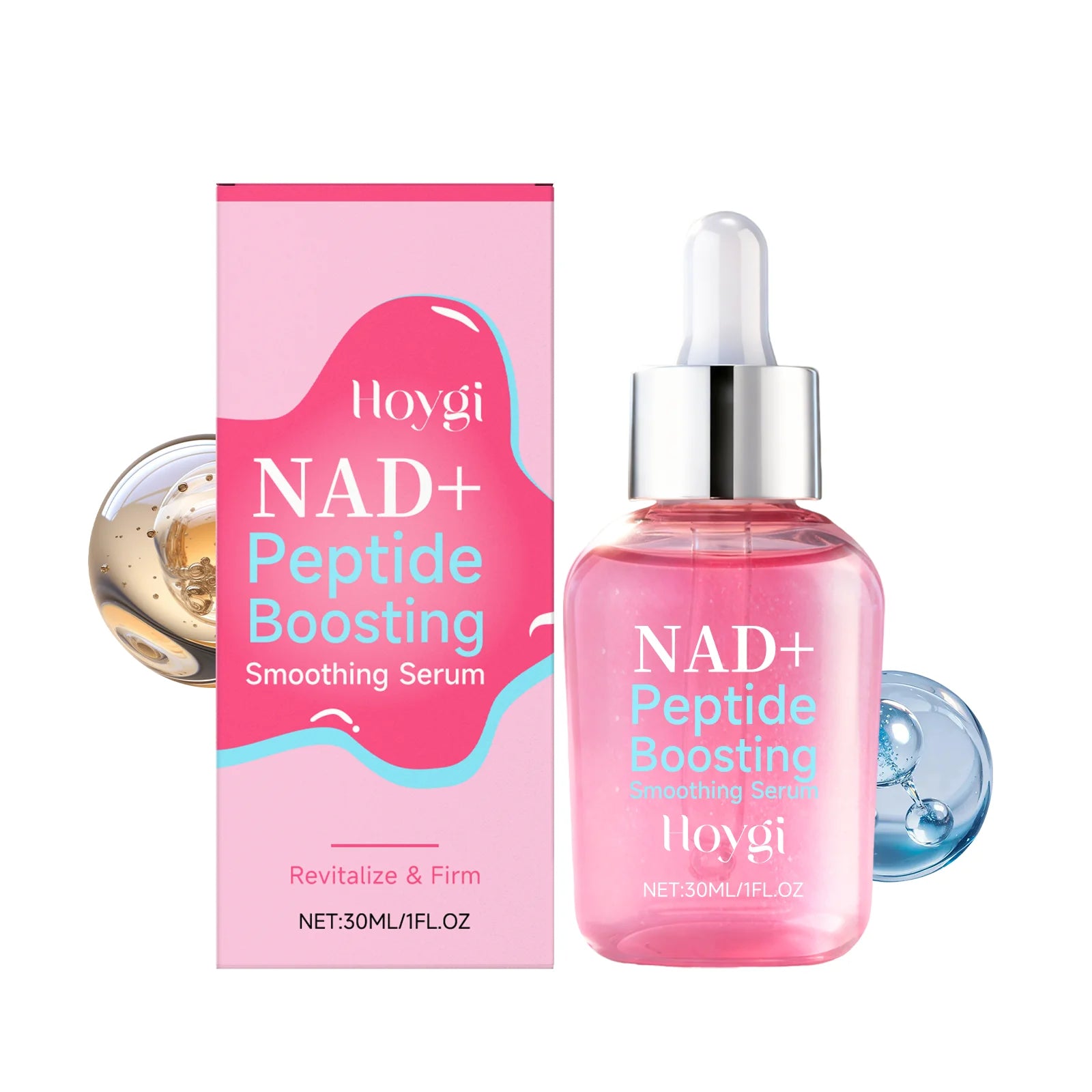 NAD+ Peptide Boosting Smoothing Serum Firming Hydrating Anti-Aging Serum Radiant Glow Face Essence Hyaluronic Acid Brightening Qme 30ml Boxed