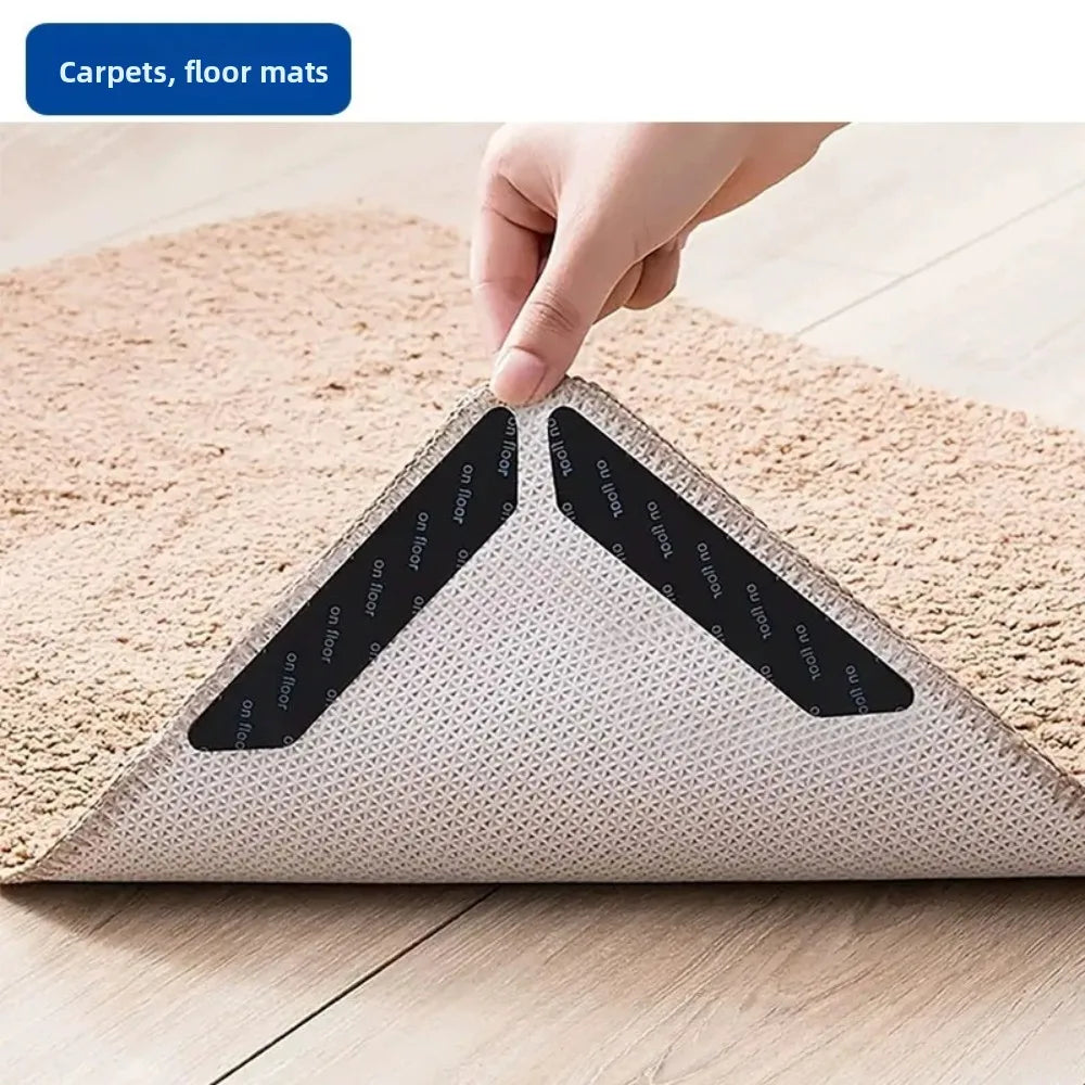 8/16/32pcs Reusable Washable Non-slip Carpet Gripper Anti-Curling Corner Pad Fixed Tape Multi Purpose Floor Rug Mat Stickers Qme