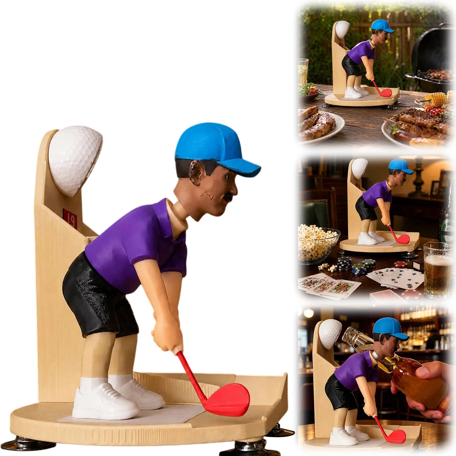 Golfer Figurine Beer Bottle Opener With Caps Collector Slot Bottle Cap Home Bar Decor Golf Lover Gift Kitchen Gadget Qme