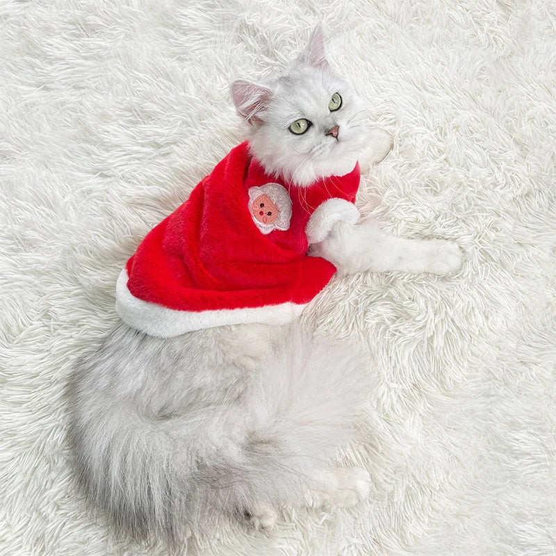 Breathable Cat Clothing Thickened Wear Resistant Pet Vest Faux Rabbit Qme S red
