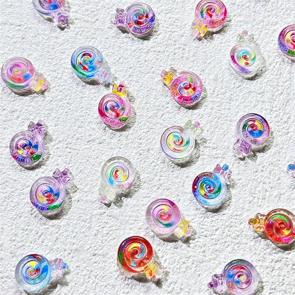 Luminous Ice Flowers Nail Charms Translucent 3D Resin Floral Petals Qme 50pcs lollipops