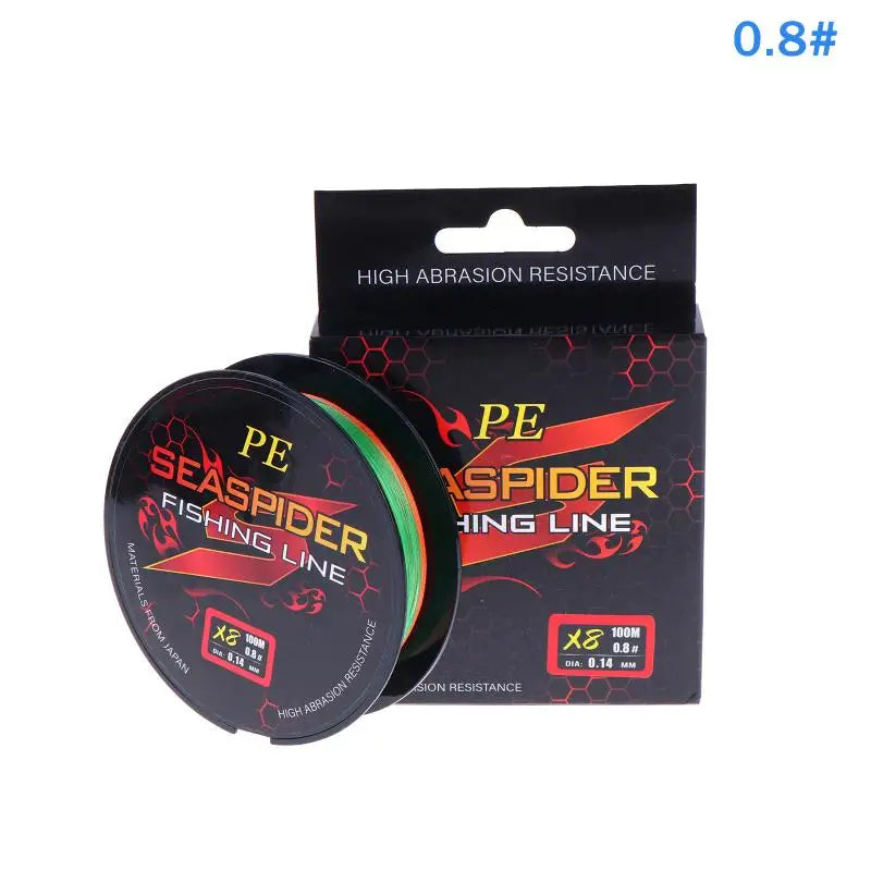 8 Strands 100M PE Braided Fishing Line Multifilament Lines Sea Wire Qme 0.8