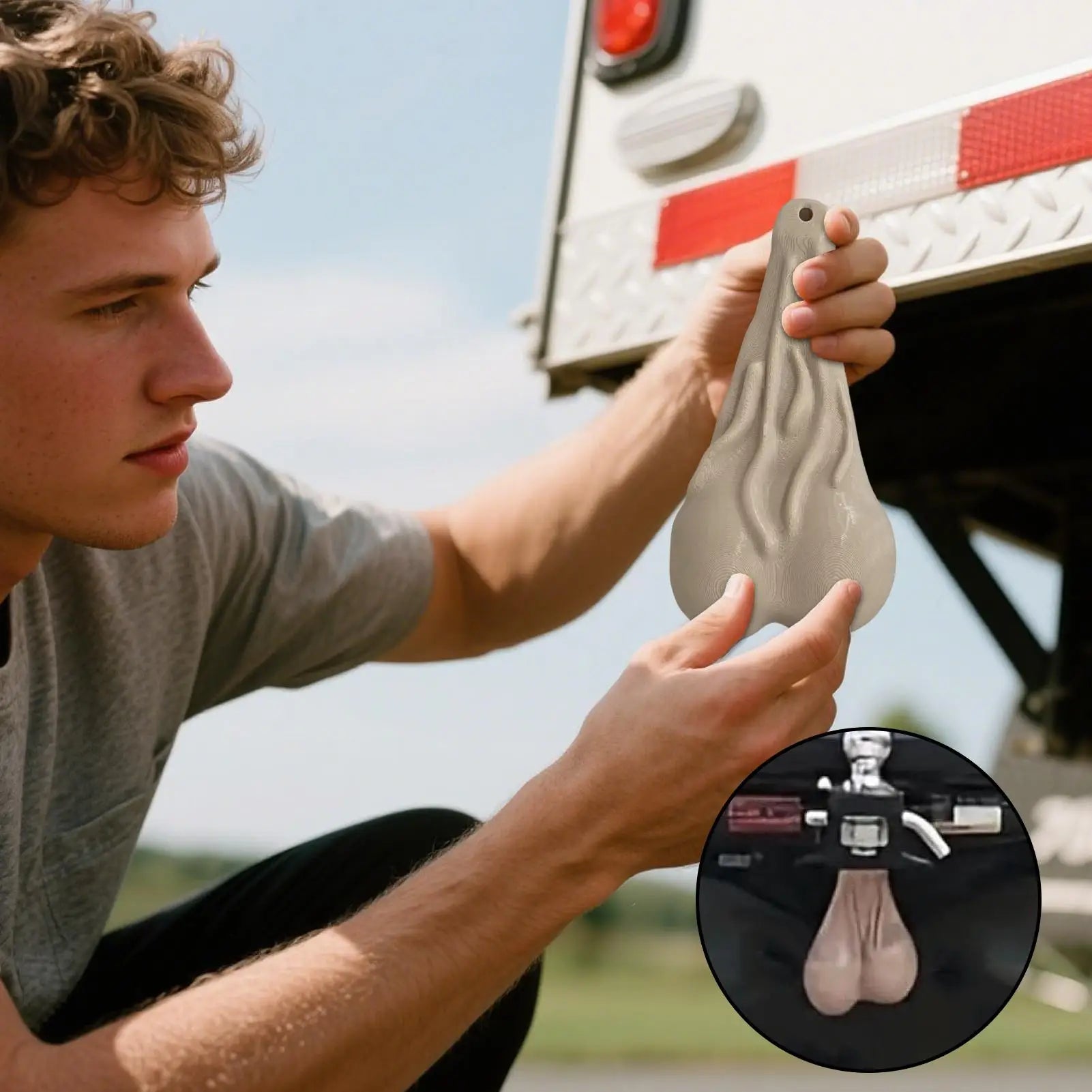 Truck Balls Nuts Decorative Bumper Ornaments Funny Prank Gag Automotive Vehicle Decoration for Boyfriend Husband Men Family Qme