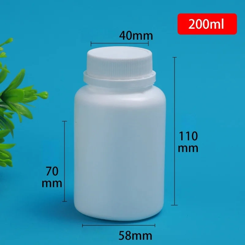 Solid Powder Portable Containers Plastic HDPE White Empty Seal Qme 200ML 10PCS B