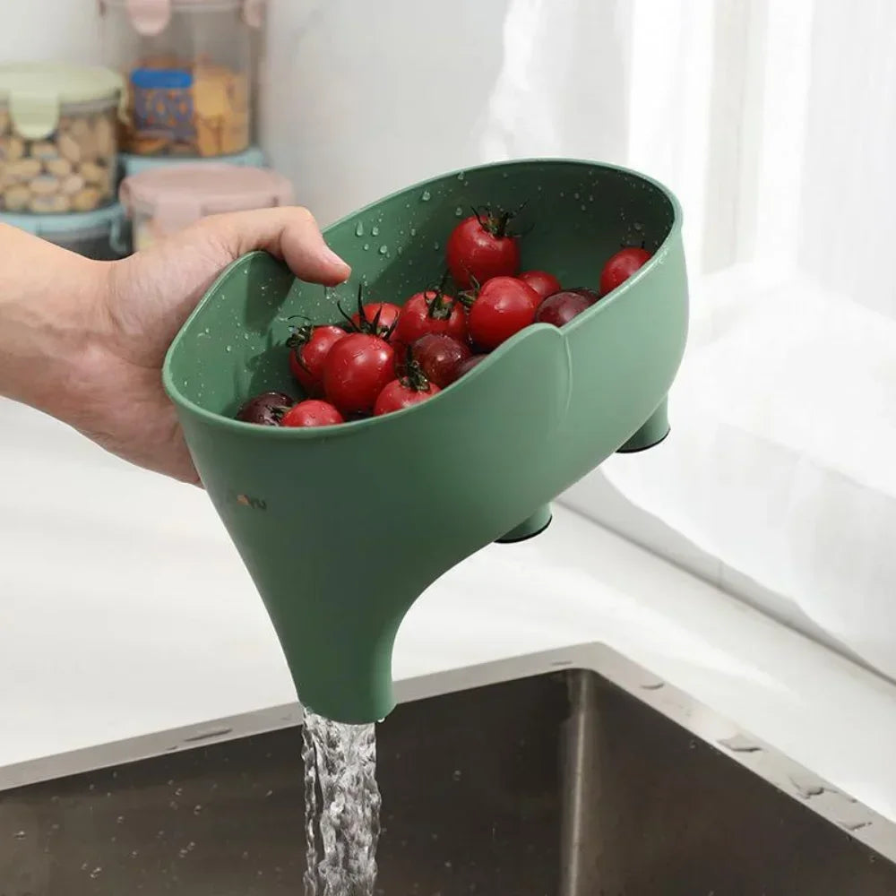 Sink Strainer Elephant Sculpt Leftover Drain Basket Fruit and Vegetable Washing Basket Hanging Drainer Rack Kitchen Accessories Qme