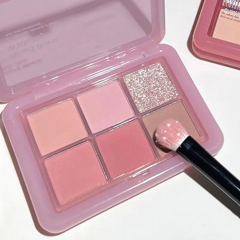 Pink Clear Glitter Eyeshadow Palette Matte Shimmer Orange Brown Shiny 4-Color Eye Shadow Girl Makeup Palette Lasting Cosmetic Qme 01