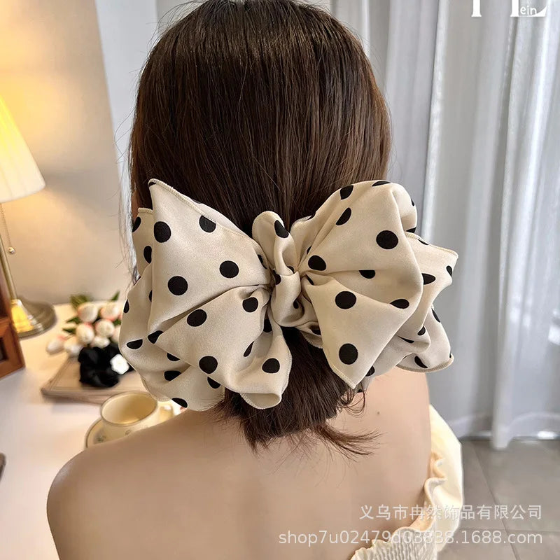 Polka Dot Bubble Hairpin Retro Fashionable Satin Spring Clip Korean Qme