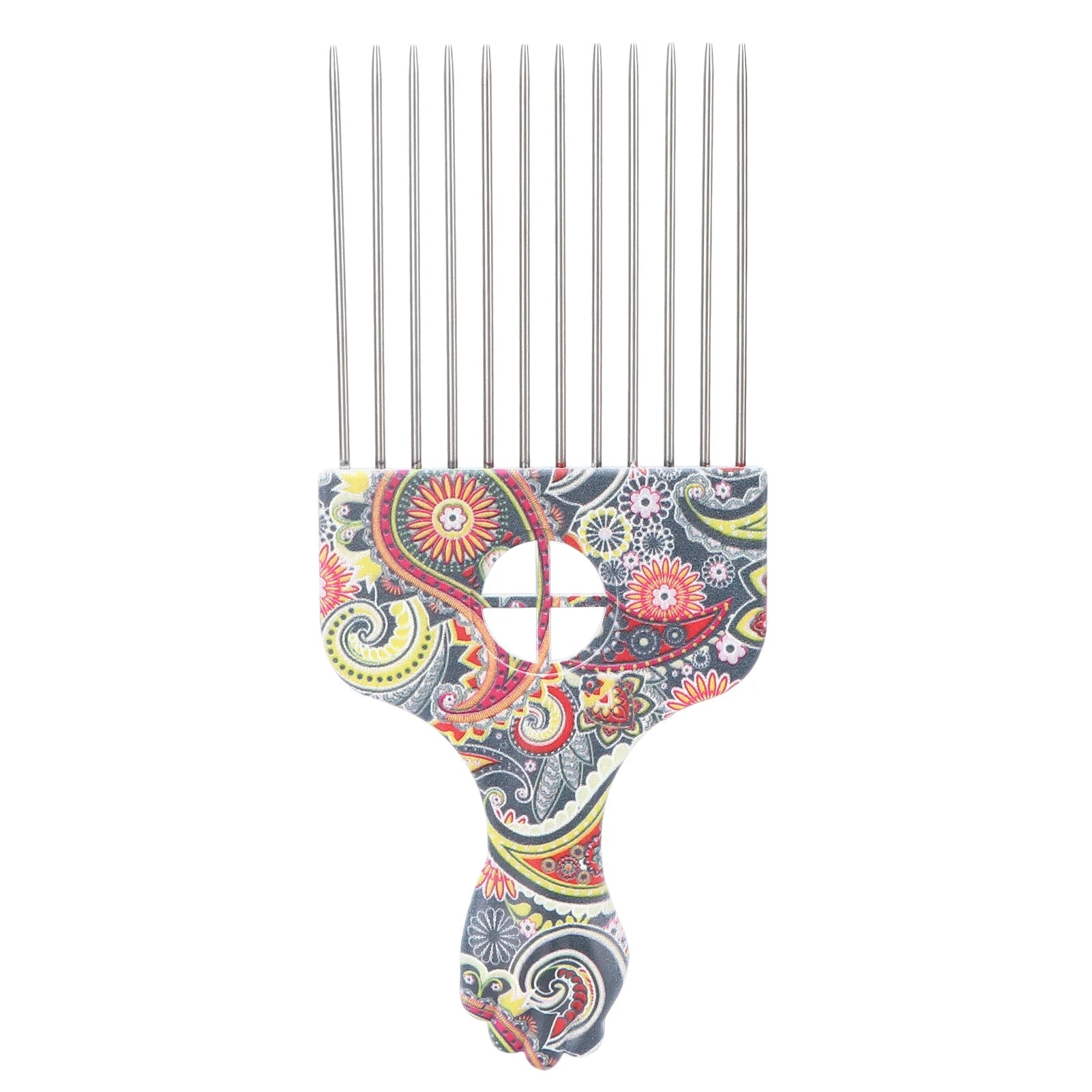 Afro Comb Afro Hair Pick Comb Hair Pick Comb Professional Afro Stainless Steel Detangle Hair Pick Comb for Curly Hair Styling Qme K3