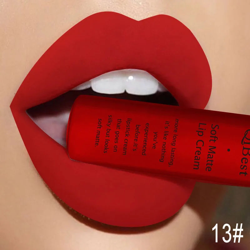 Hot Velvet Matte Nude Lip Gloss Sexy Long Lasting Non-stick Cup Nude Red Liquid Lipstick Waterproof Make-up for Women Cosmetic Qme 13