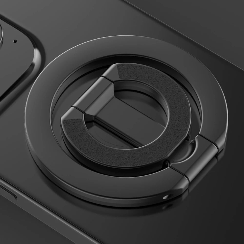 Double Sided Magnetic Phone Ring Holder Portable Folding Cellphones Stand Support Bracket for iPhone 16 15 14 For Huawei Xiaomi Qme black