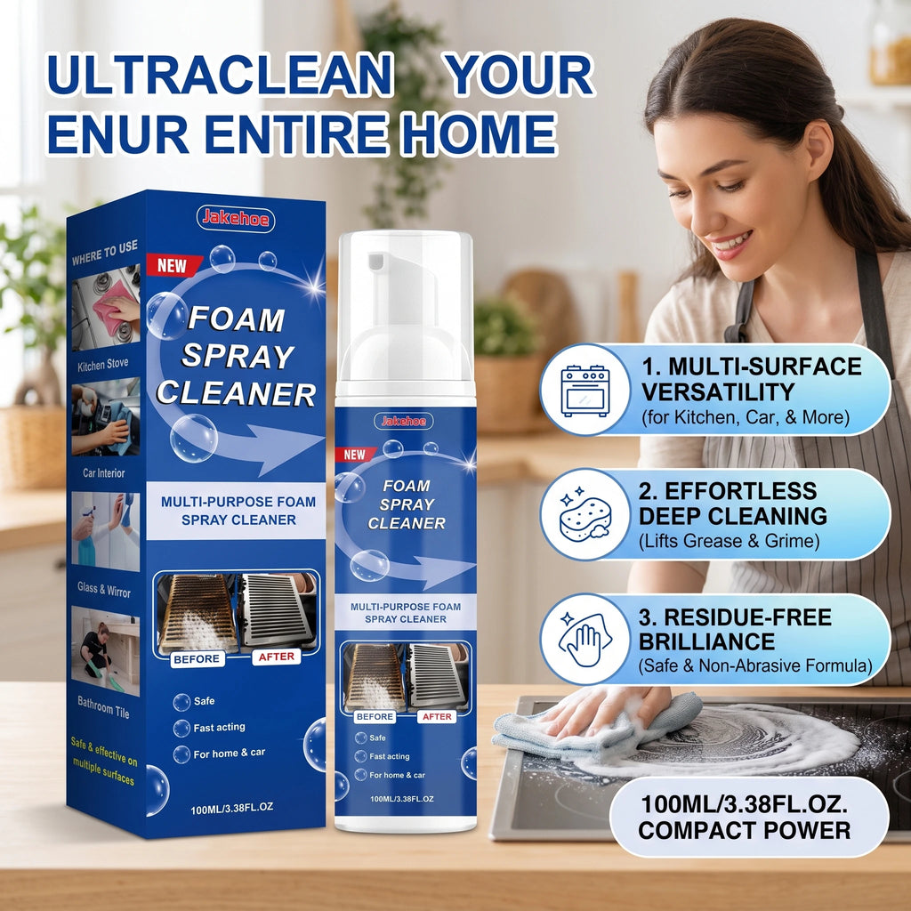 Multi-purpose Foam Cleaning Spray Remove Oil Stains Restore Surface Gloss Descaling Fast Acting No-Rinse Kitchen Foaming Cleaner Qme
