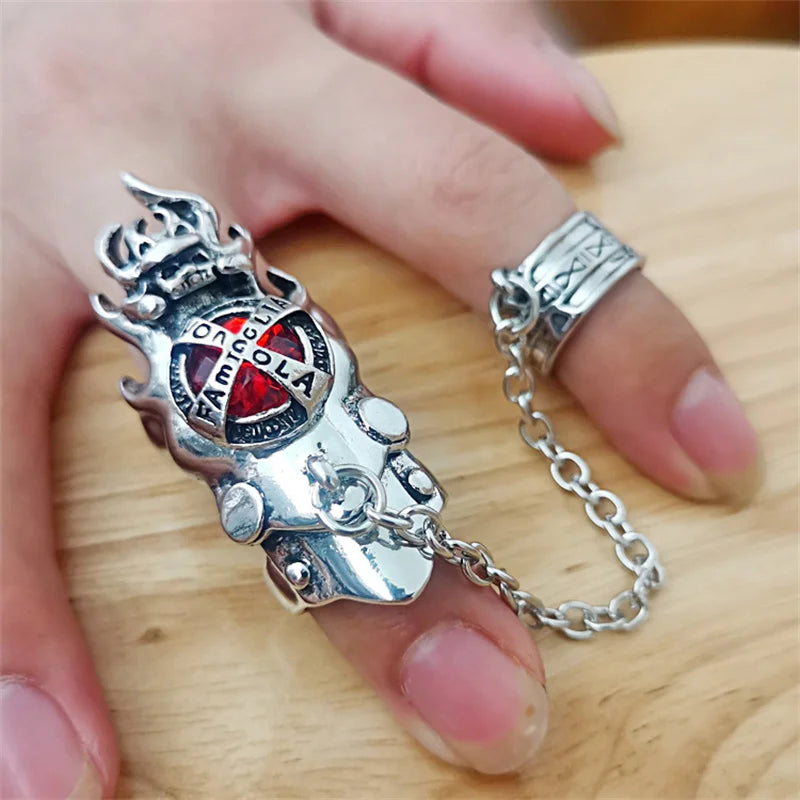 Fashion Japan Anime Hitman Reborn Joint Ring Gemstone Revolving Rings Cosplay Props Figure Toys Punk Gothic Fans Party Gifts Qme