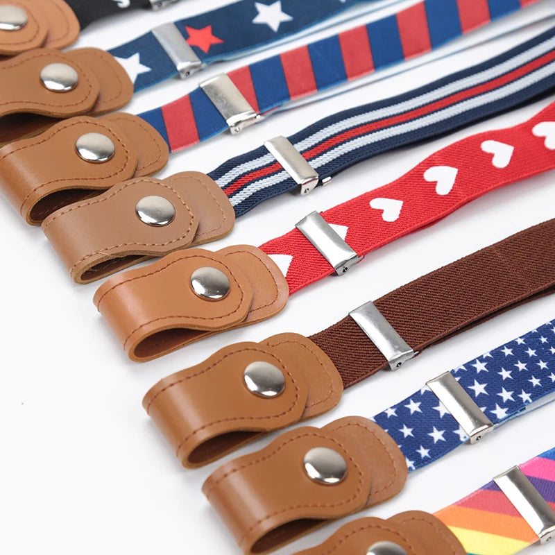 New Child Kids Buckle-Free Elastic Belt No Buckle Stretch Belt for Boys Girls Adjustable Children for Jeans Pants Lazy Belts Qme