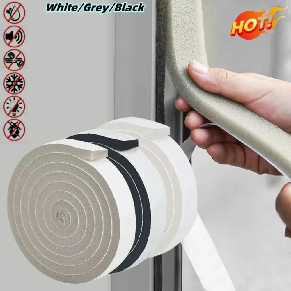 4M Foam Self-adhesive Door Window Sealing Strip Wearable Sliding Dustproof Sponge Strip Soundproof Home Insulation sealing tape Qme