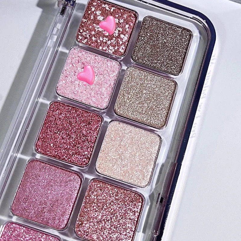 Diamond Sequins Eyeshadow Palette Peach Kumquat Eye Shadow Glitter Pearl Shimmer Shining Kids Makeup Eyeshadow Palette Cosmetics Qme