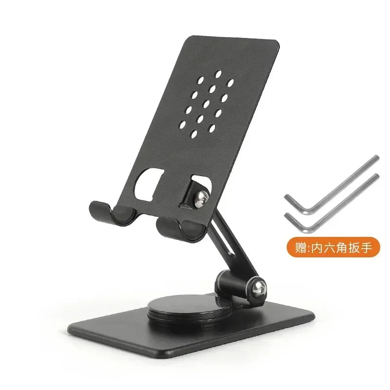 Universal All Aluminum Alloy Foldable Desk Phone Holder Mount Stand For Mobile Phone Holder For Tablet Desktop Metal Holder Qme black