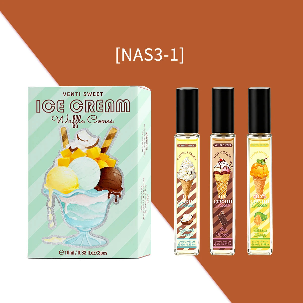 Mango Coconut Chocolate Scented Ice Cream Perfume Rich Popcorn Eau De Qme Coffee CookiePopcorn 1SET-3PCS-10ML