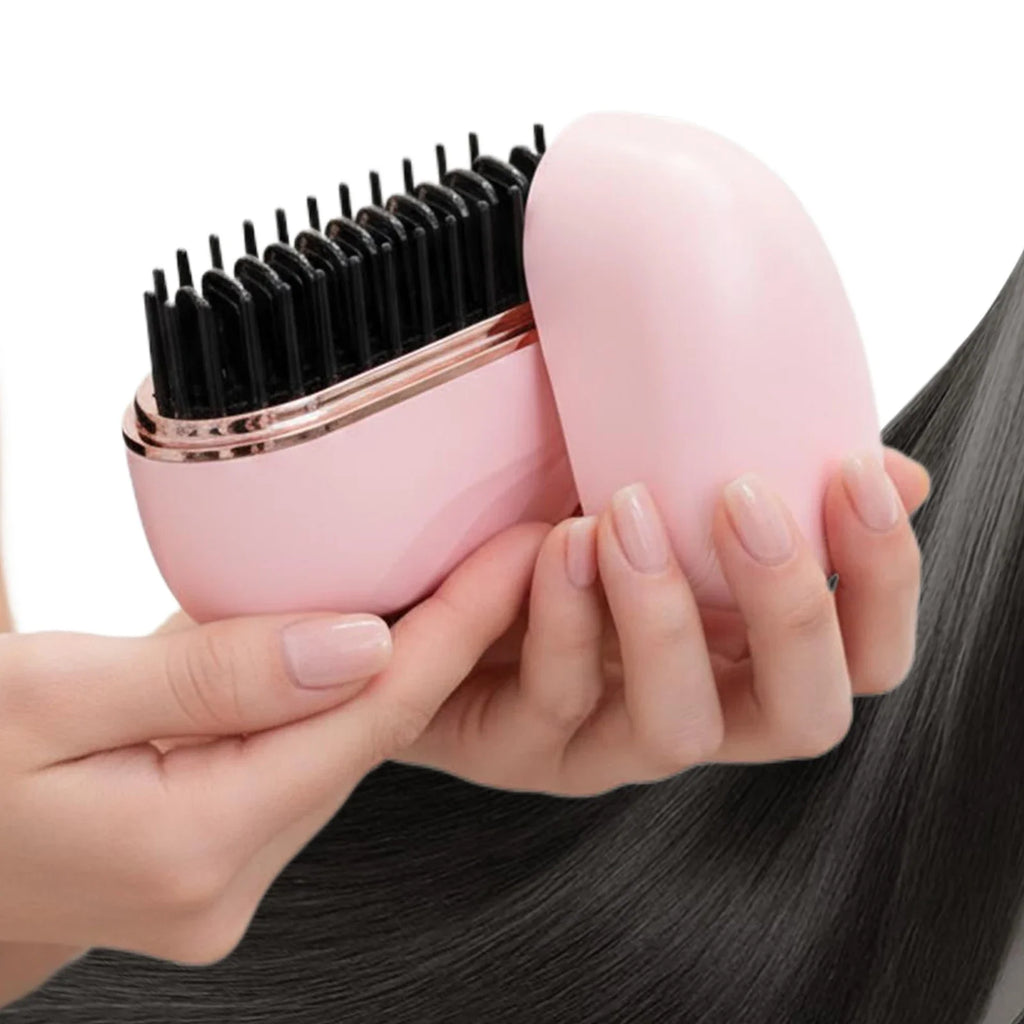 Mini Fast Heating Hot Comb Rechargeable Hair Straightening Comb with 3 Temp Settings Cordless Hair Straightening Brush for Women Qme